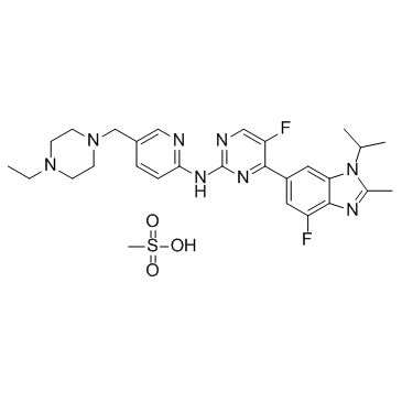 N-[5-[(4-乙基-1-哌嗪基)甲基]-2-吡啶基]-5-氟-4-[4-氟-2-甲基-1-异丙基-1H-苯并咪唑-6-基]-2-嘧啶胺甲烷磺酸盐